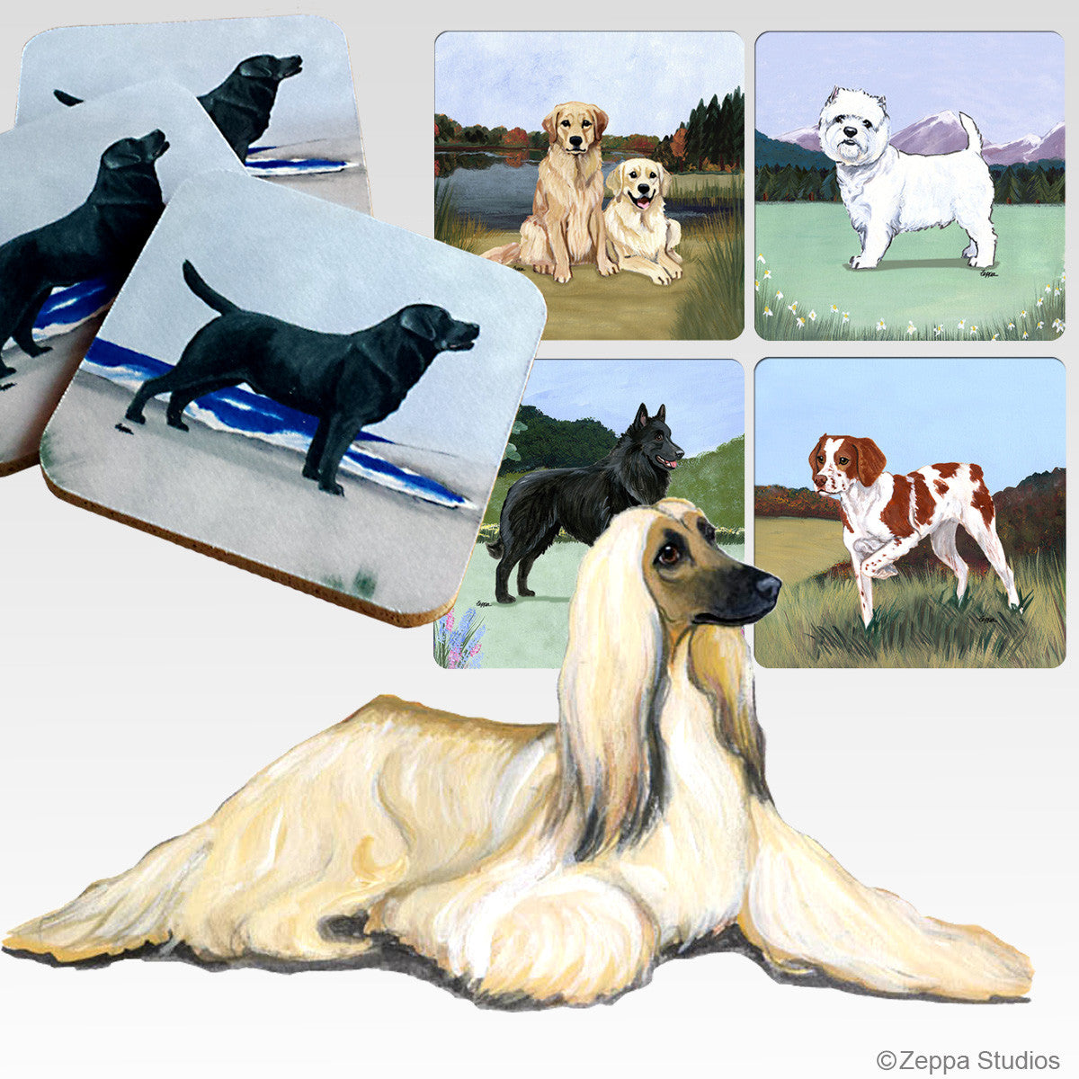 Afghan Hound Scenic Coasters