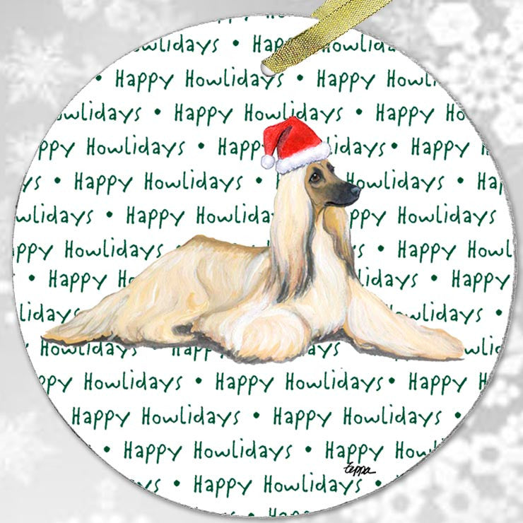 Afghan Hound Glass Howl-iday Ornament