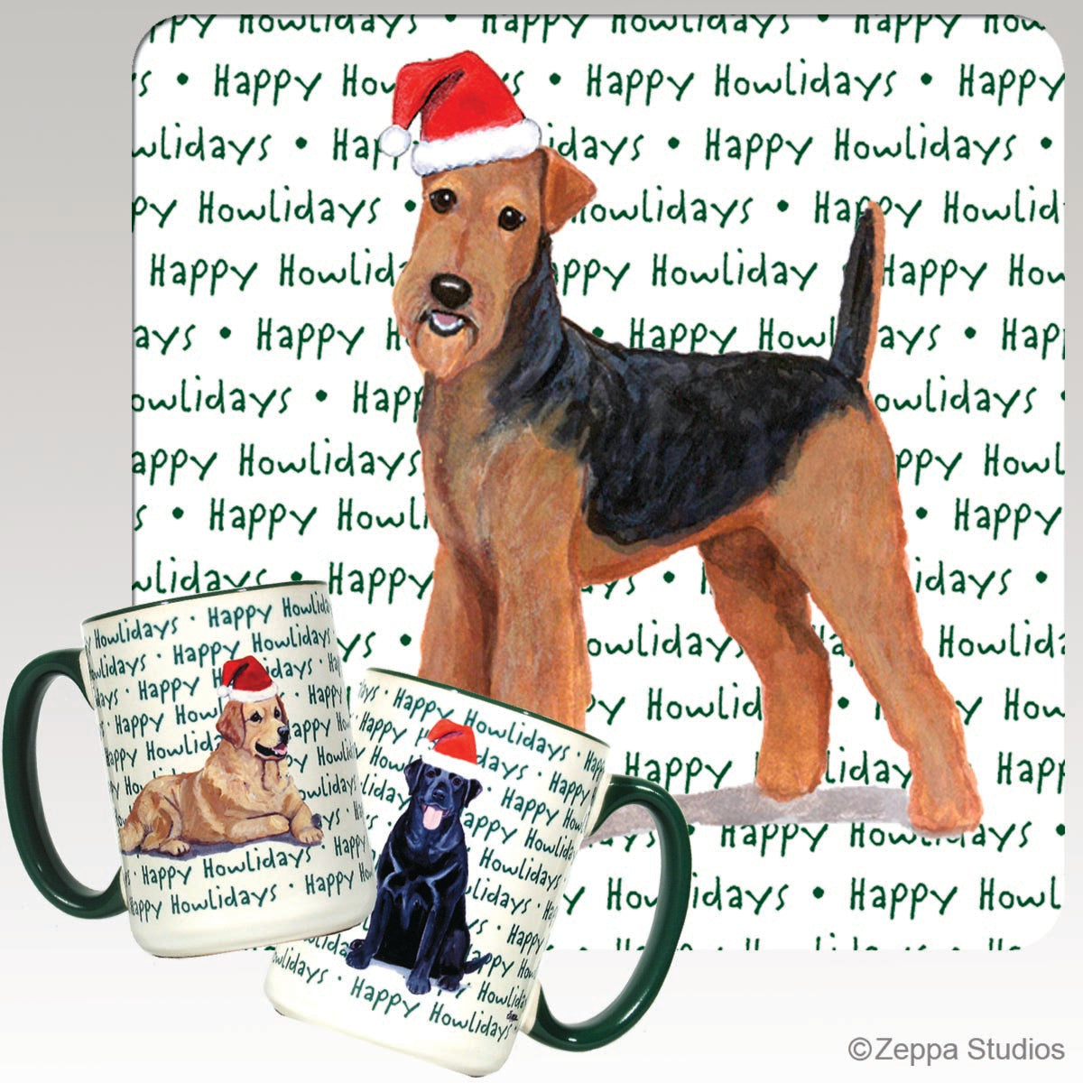 Airedale Christmas Mugs