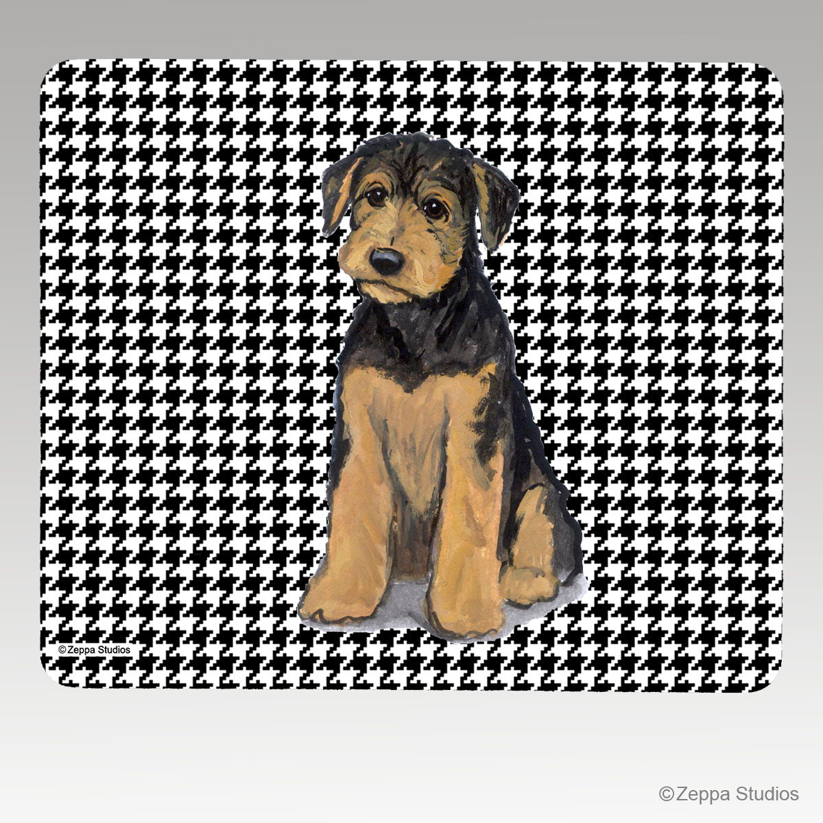Airedale Puppy Houndstooth Mouse Pad