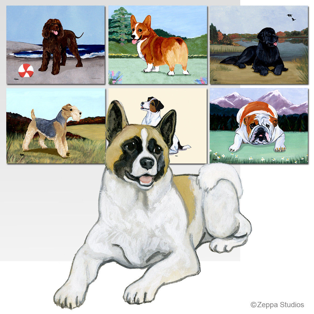 Lying Down Akita Scenic Mouse Pad