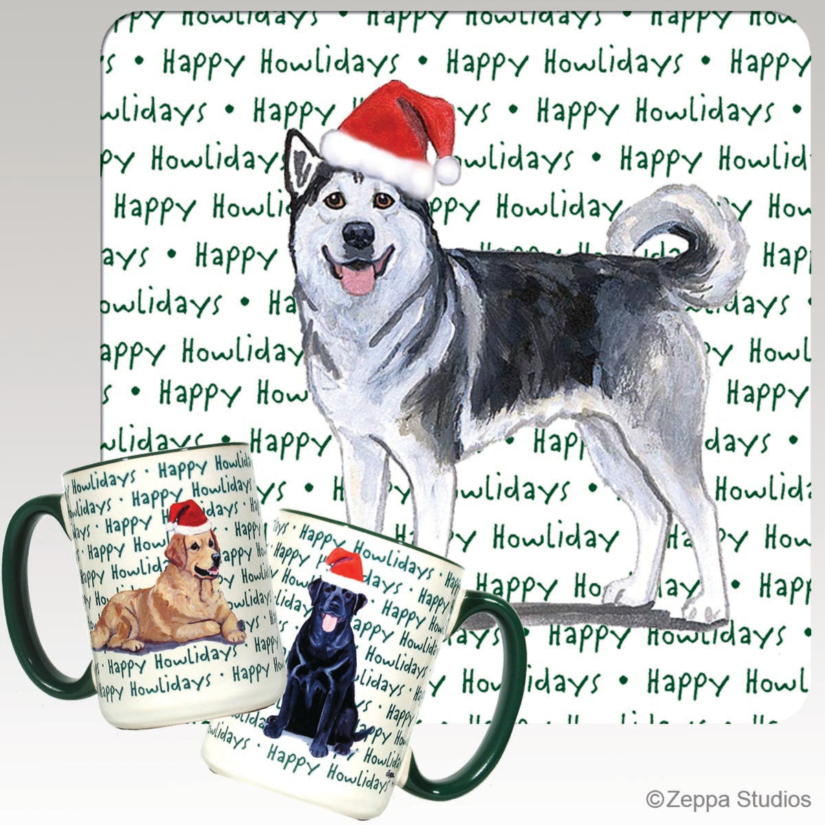 Alaskan Malamute Christmas Mugs