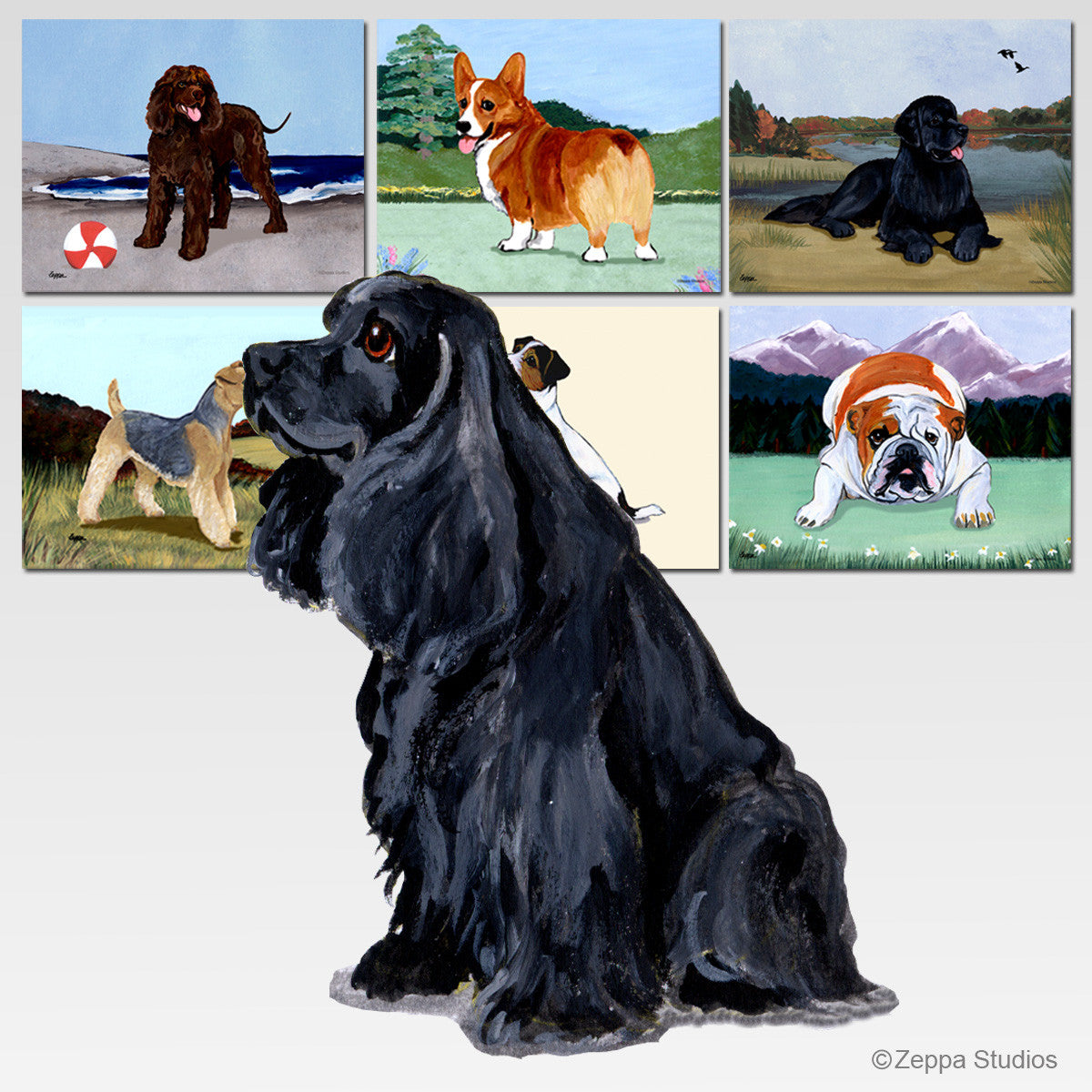 Black Cocker Spaniel Scenic Mouse Pads