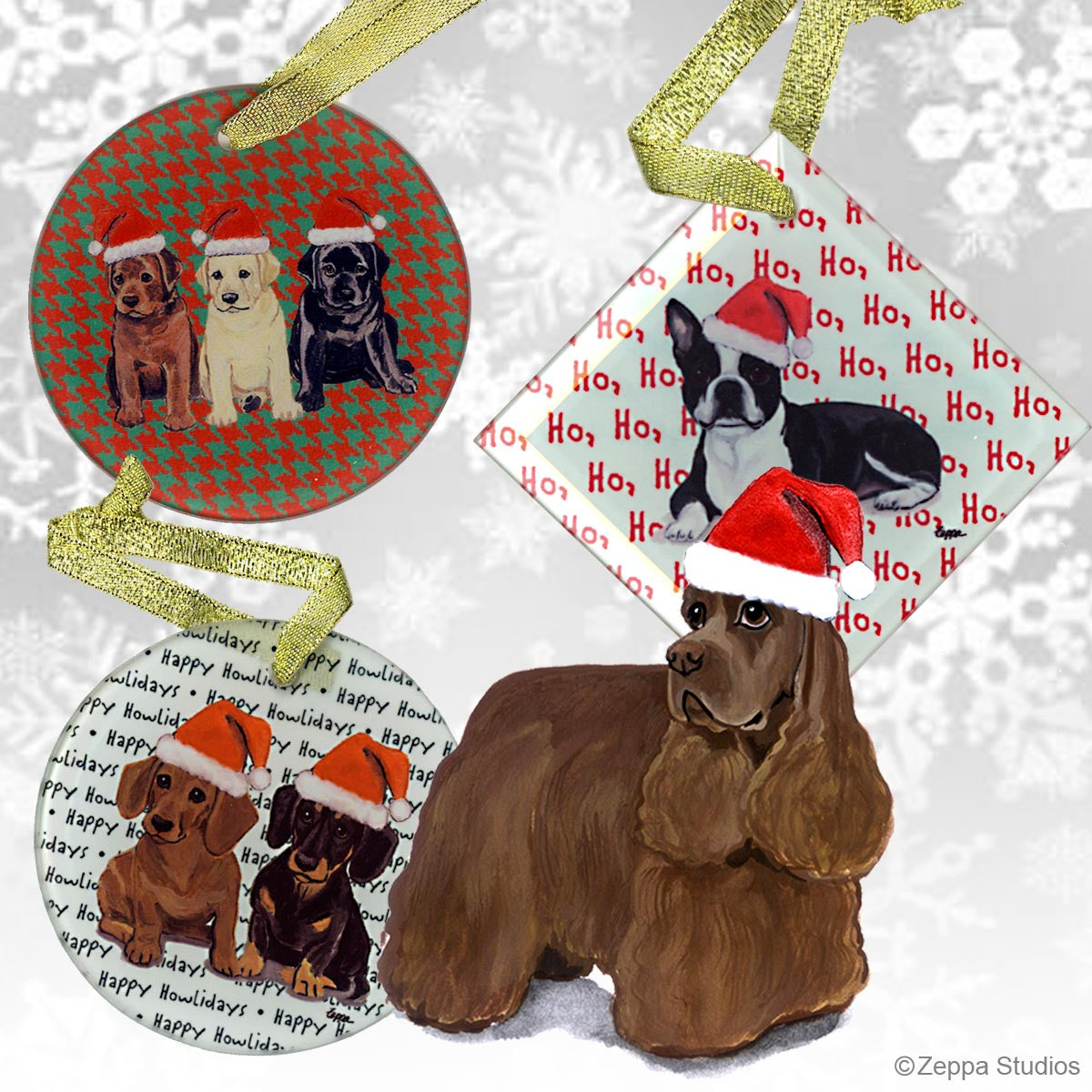 Fur Children Glass Christmas Ornaments - American Cocker Spaniel, Chocolate
