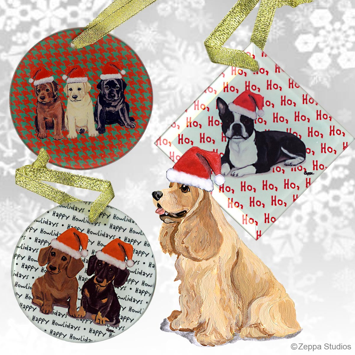 Fur Children Glass Christmas Ornaments - American Cocker Spaniel, Blonde
