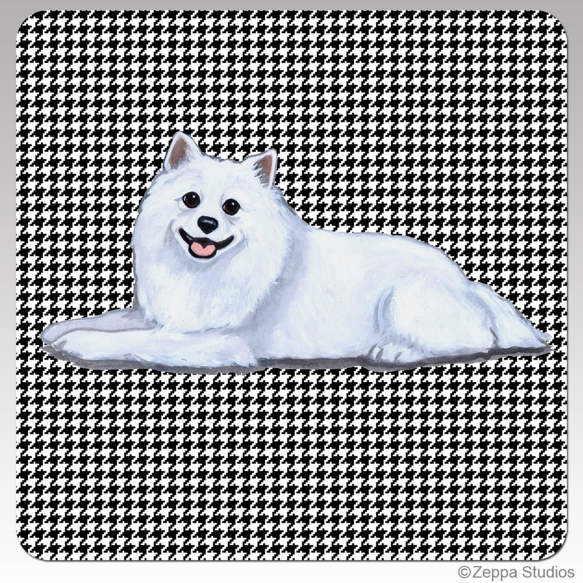 American Eskimo Dog Houndzstooth Coasters