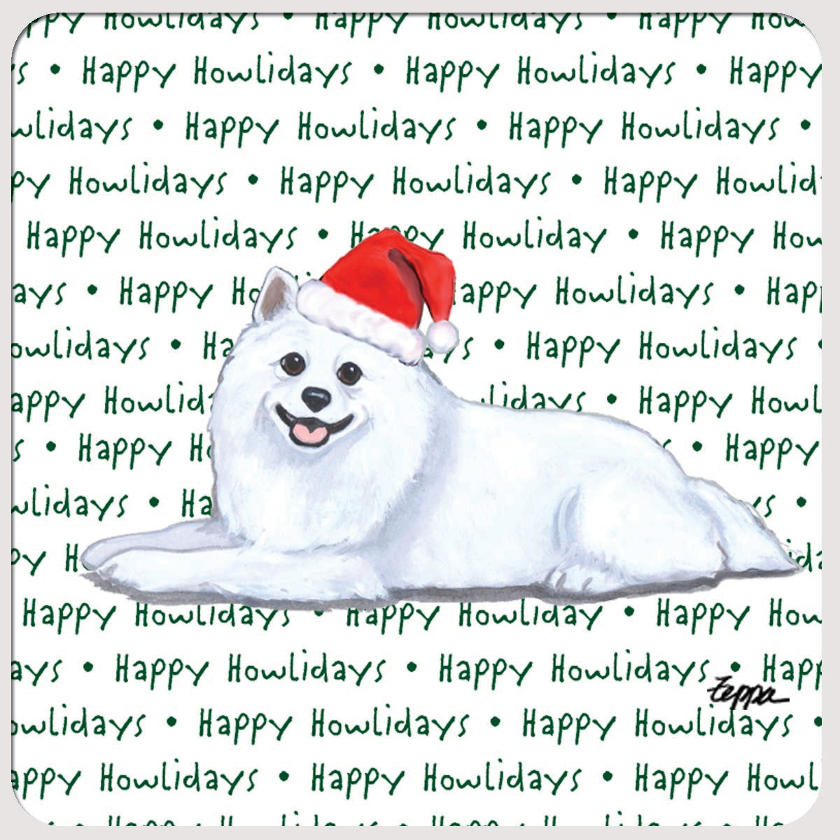 American Eskimo Dog Christmas Coasters