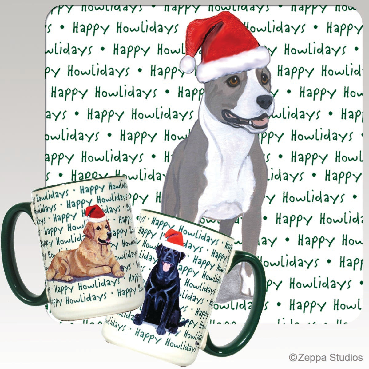 American Staffordshire Terrier Christmas Mugs