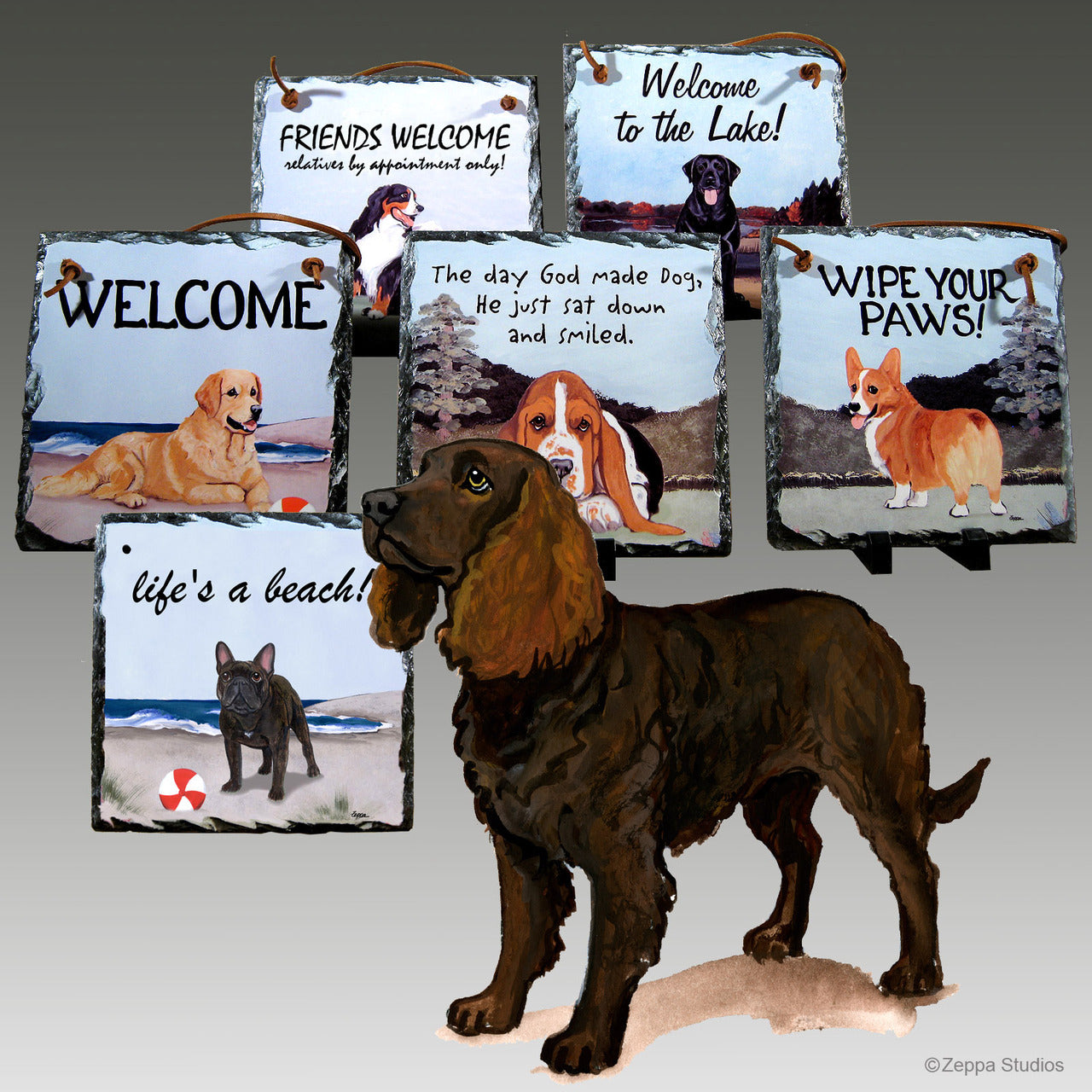 American Water Spaniel Slate Signs