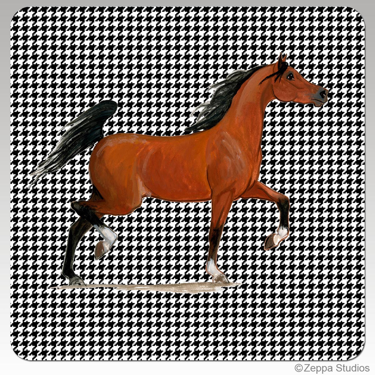 Arabian Horse Houndzstooth Coasters