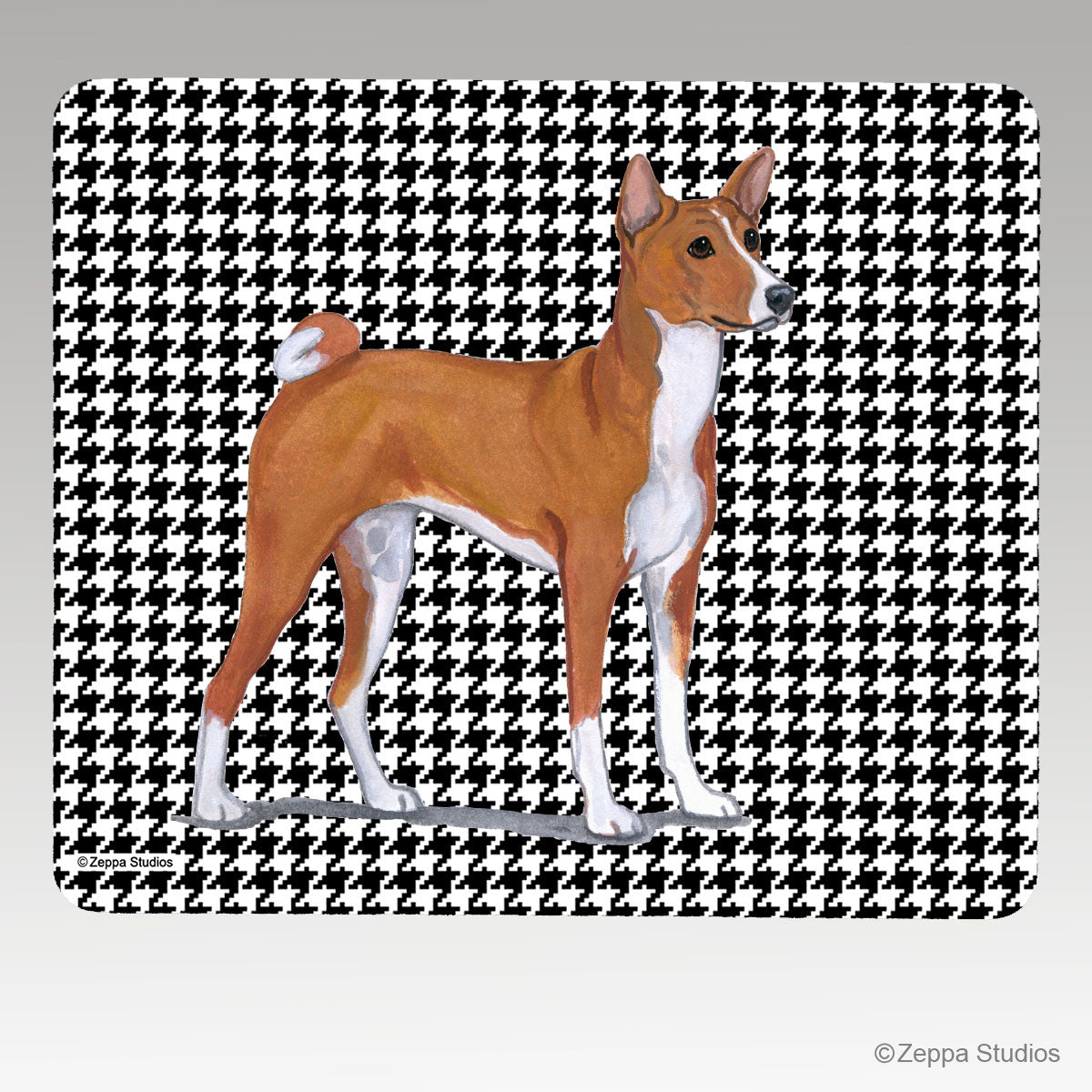 Basenji Houndstooth Mouse Pad