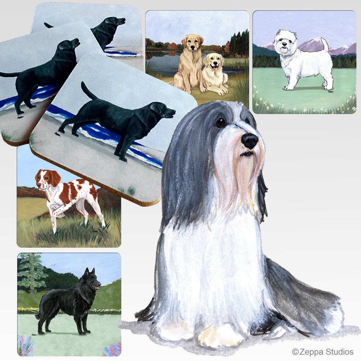 Bearded Collie Scenic Coasters