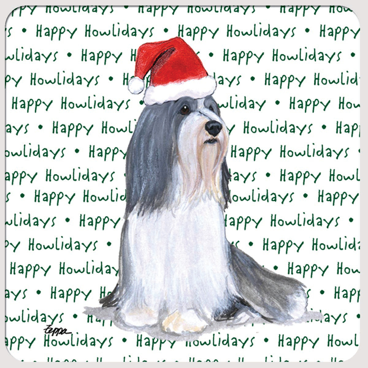 Bearded Collie Christmas Coasters