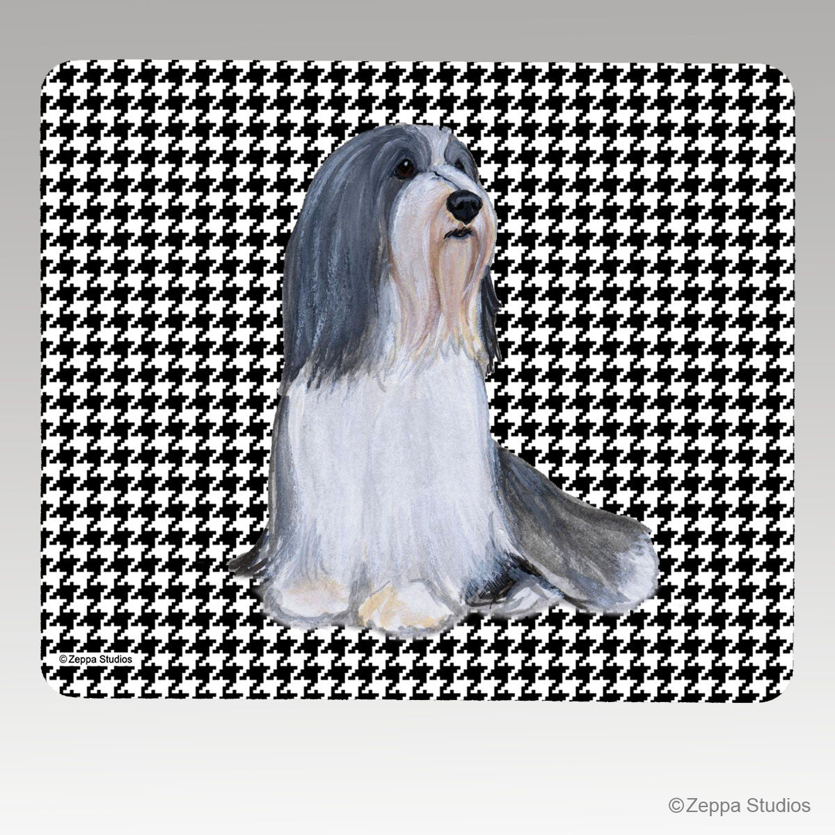 Bearded Collie Houndstooth Mouse Pad