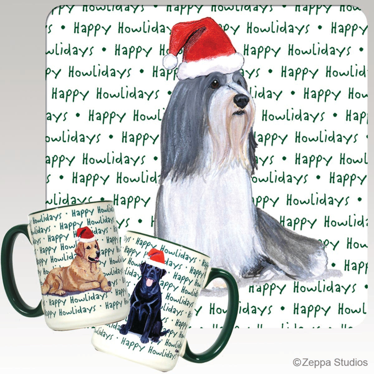 Bearded Collie Christmas Mugs