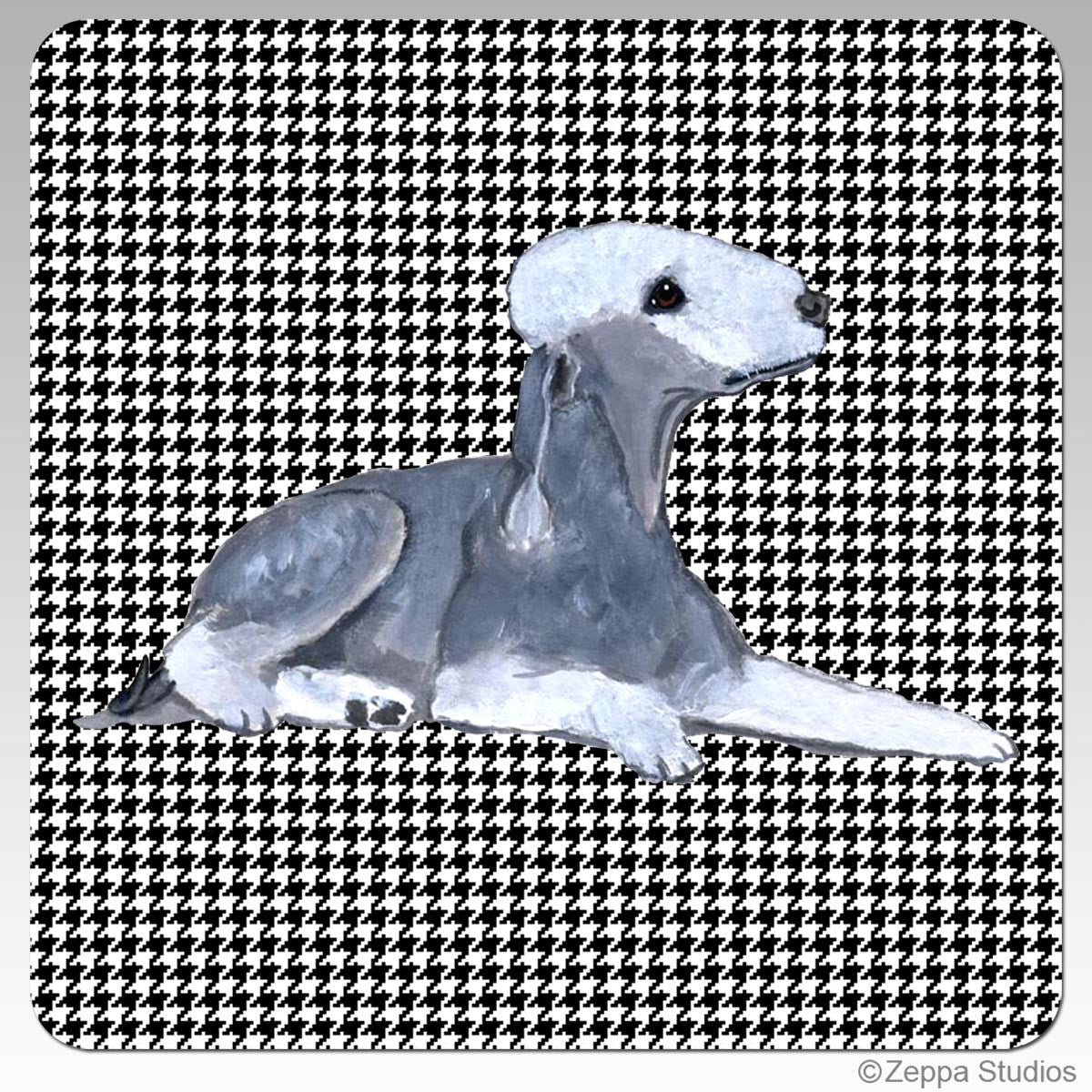 Bedlington Terrier Houndzstooth Coasters