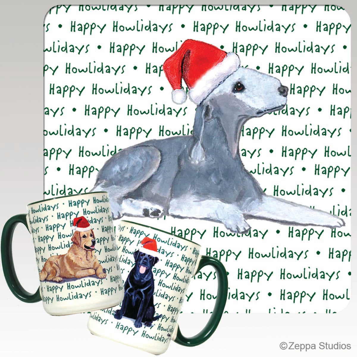Bedlington Terrier Christmas Mugs
