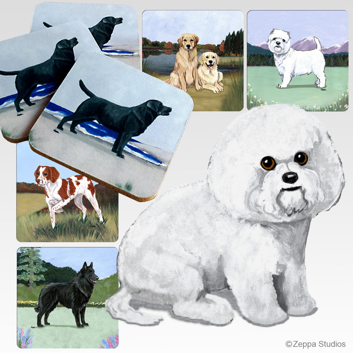 Bichon Frise Scenic Coasters