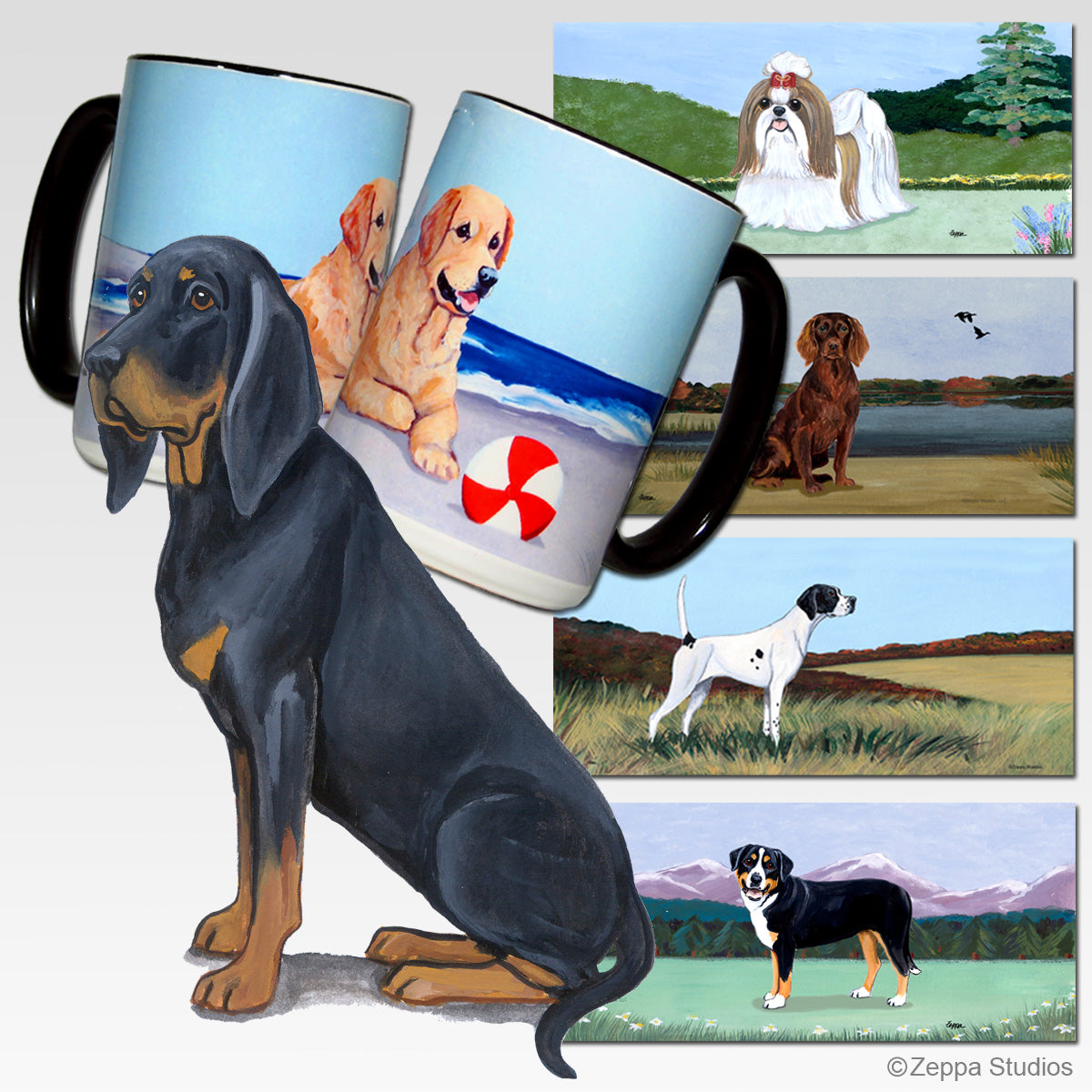 Black n Tan Coonhound Scenic Mug