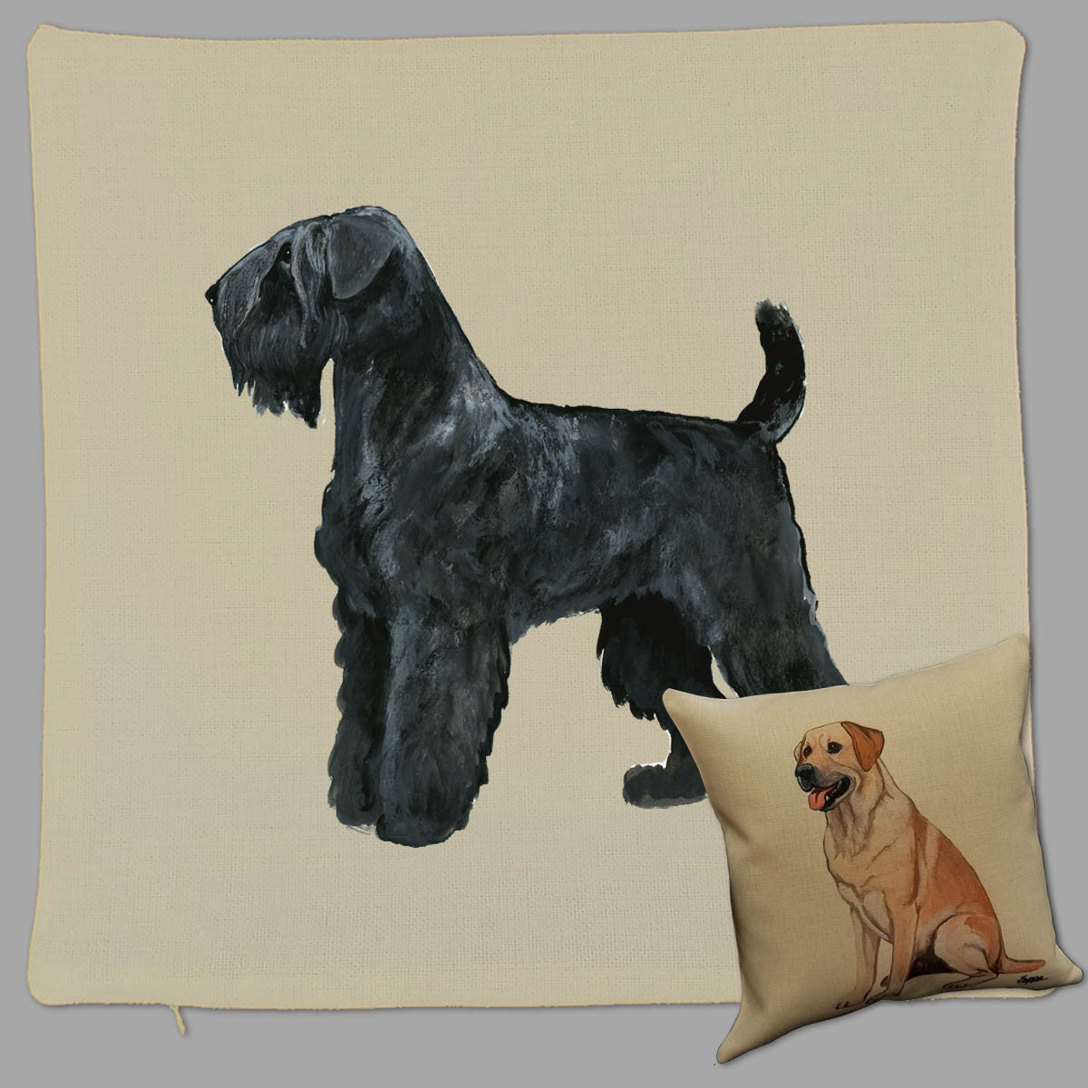 Zeppa Studios' Black Russian Terrier Throw Pillow