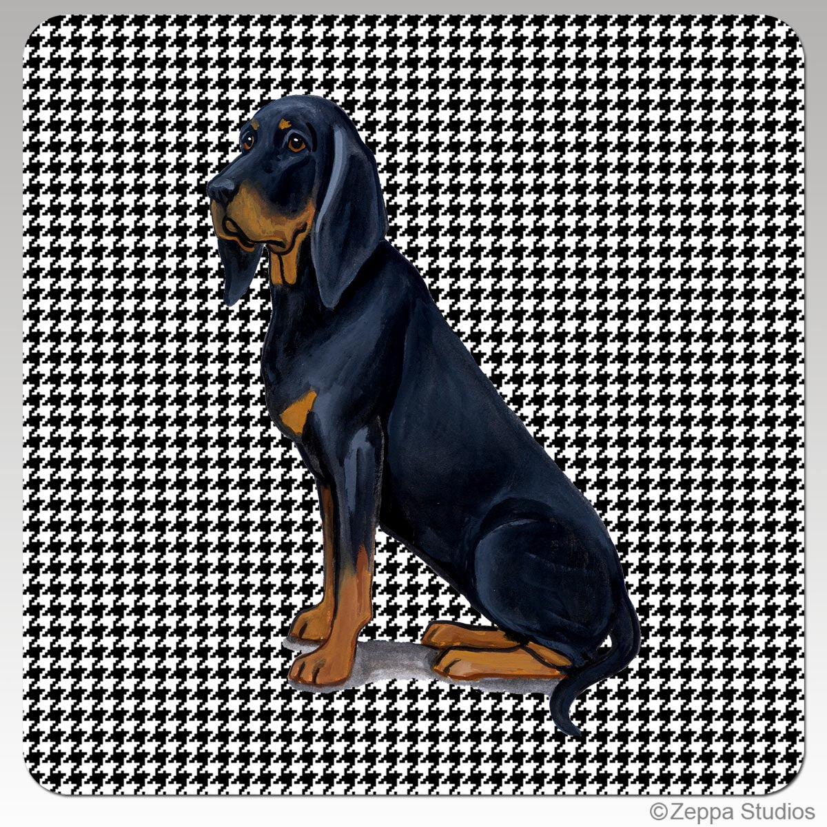 Black n Tan Coonhound Houndzstooth Coasters