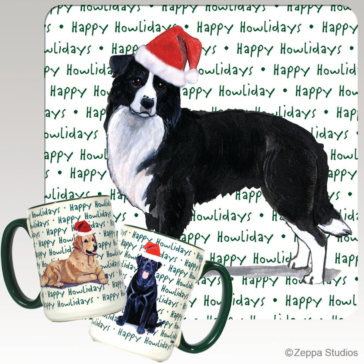 Border Collie Christmas Mugs