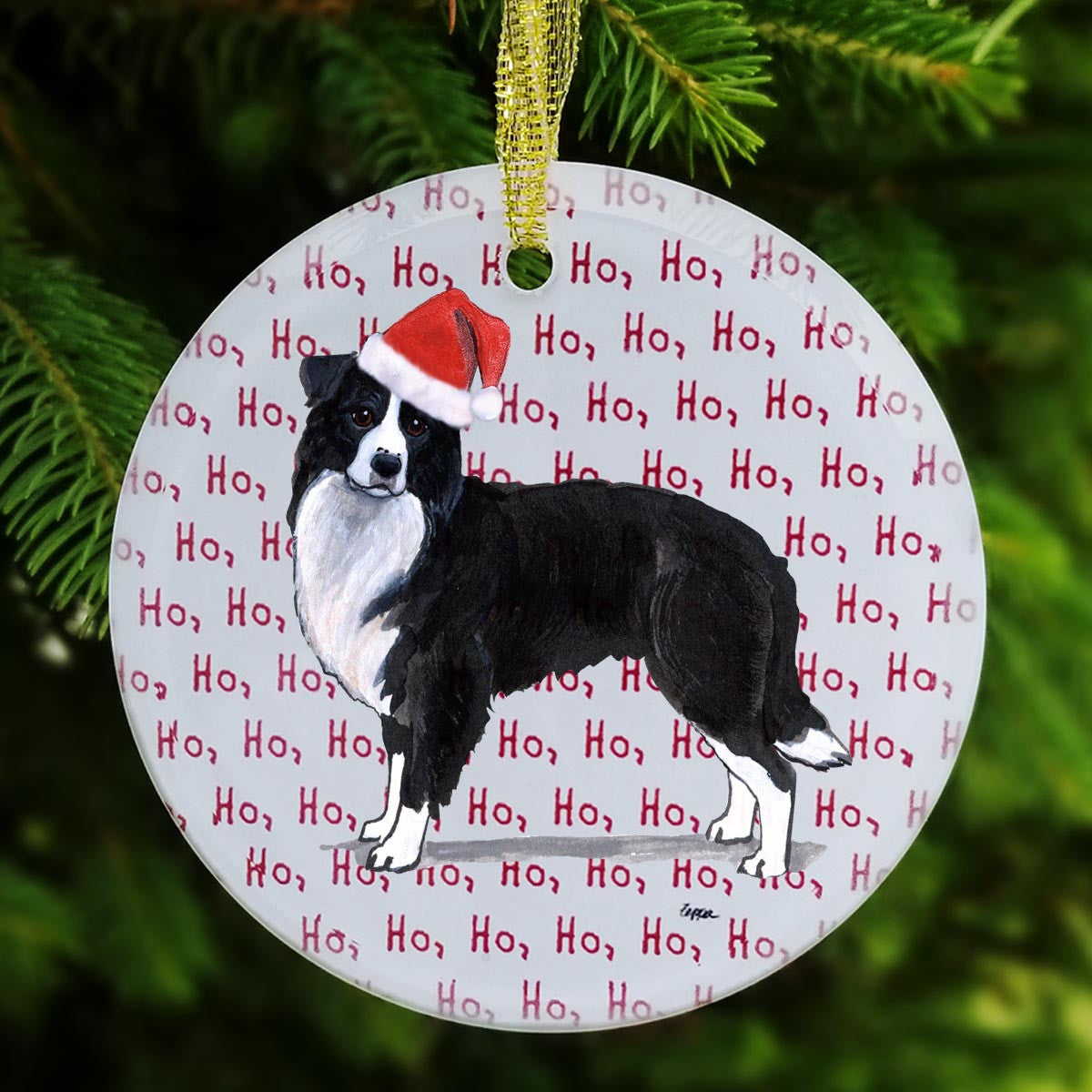 Border Collie Christmas Ornament - Ho Ho Ho