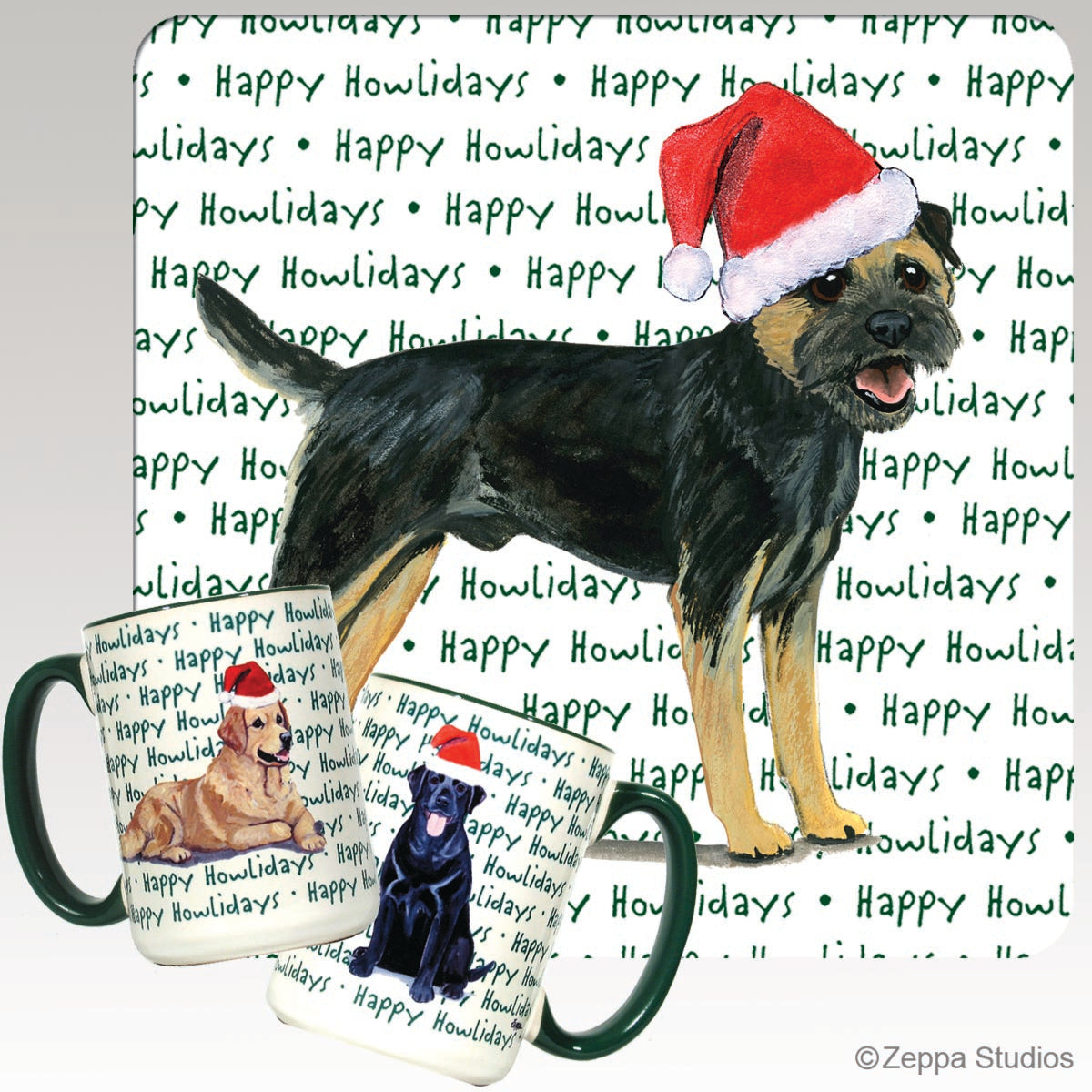 Border Terrier Christmas Mugs