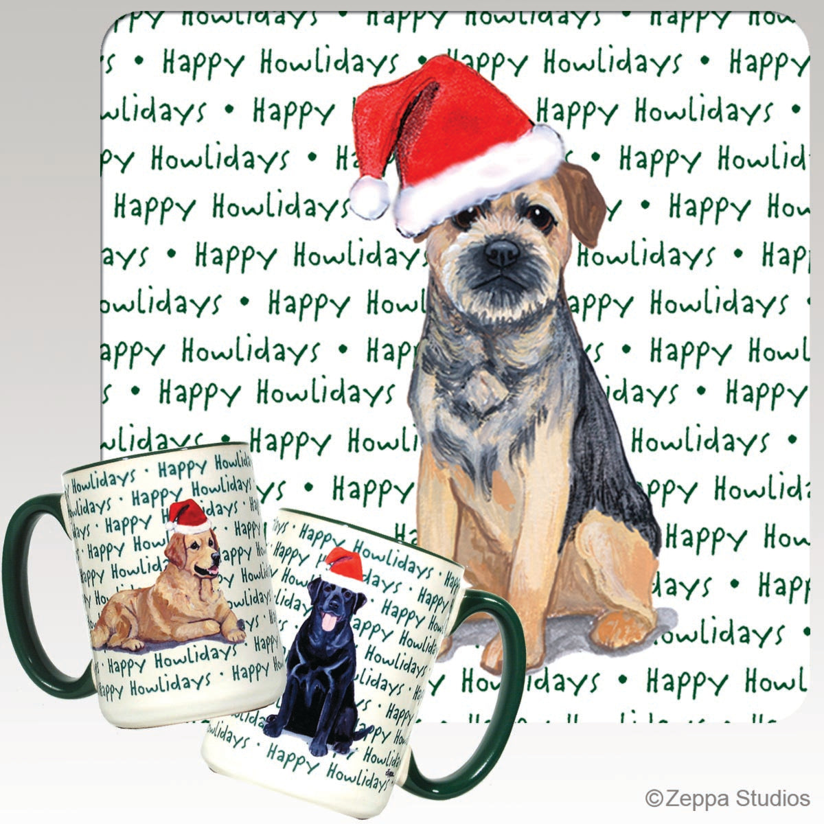Border Terrier Christmas Mugs
