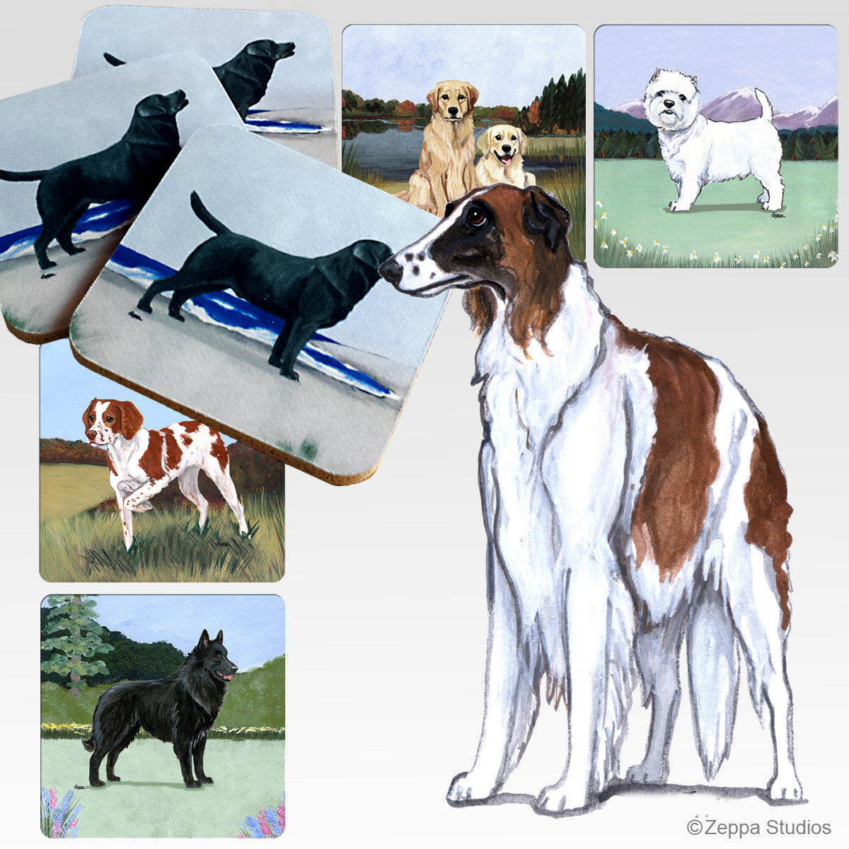 Borzoi Scenic Coasters