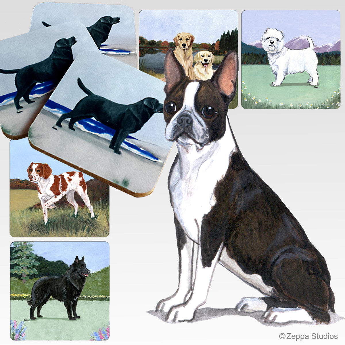 Boston Terrier Scenic Coasters