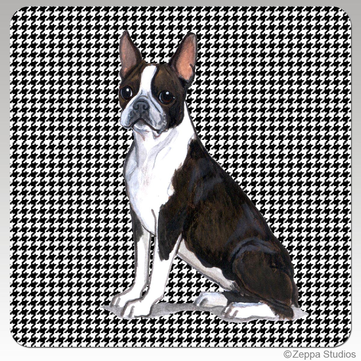 Boston Terrier Houndzstooth Coasters