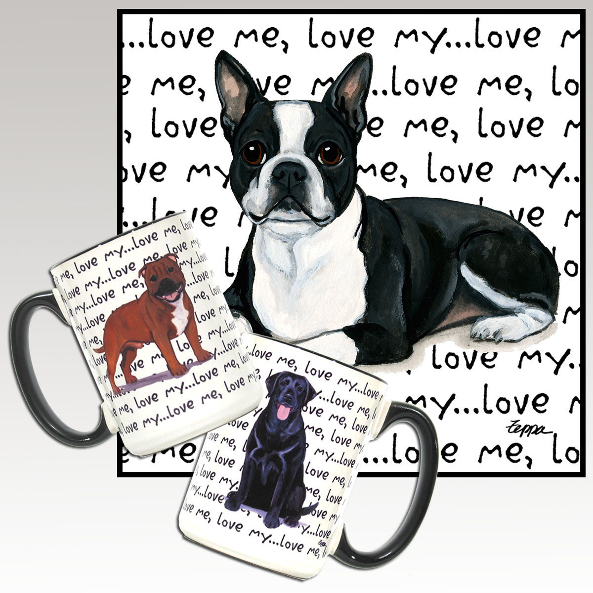 Boston Terrier Lying Down Love Me Mug