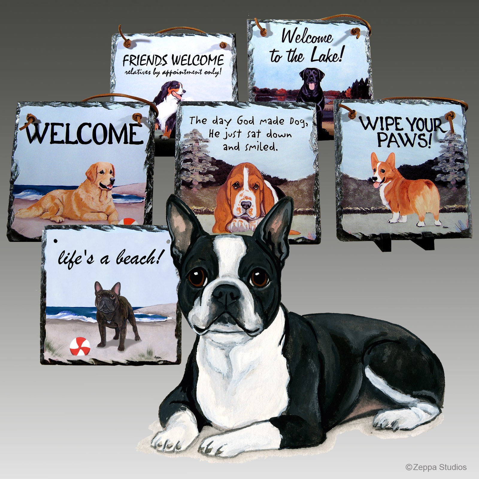 Boston Terrier Slate Signs