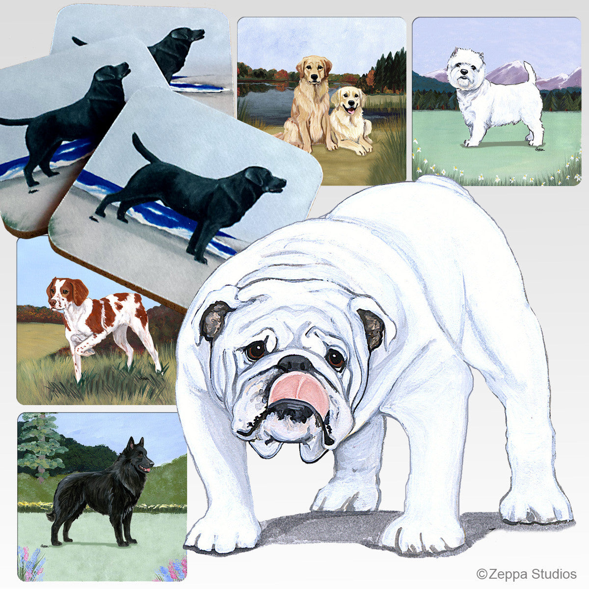 White Bulldog Scenic Coasters