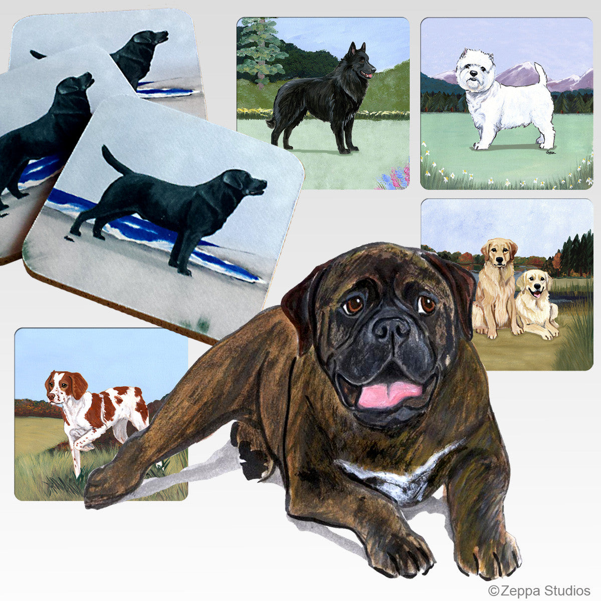 Bull Mastiff Scenic Coasters