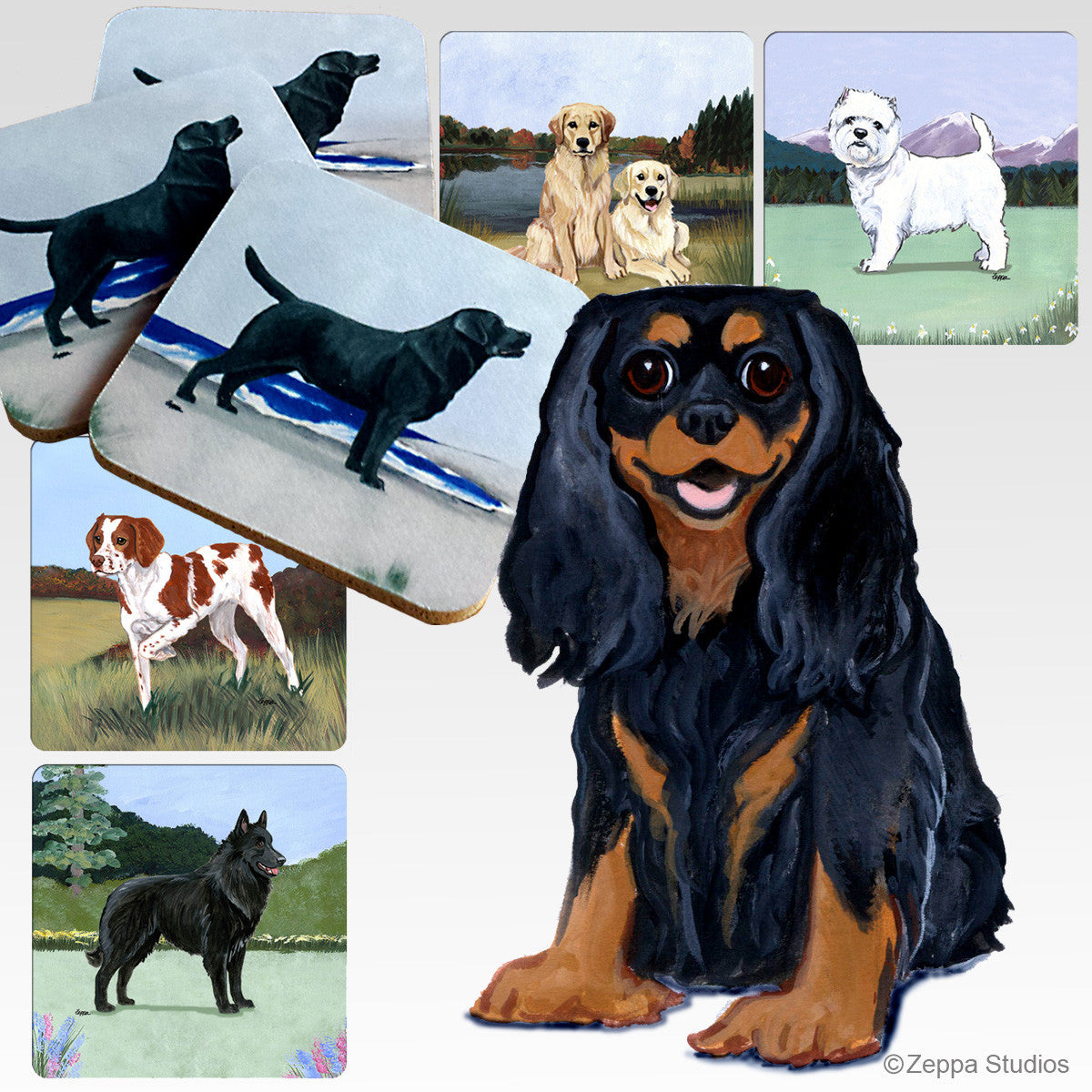 Black and Tan Cavalier King Charles Scenic Coasters