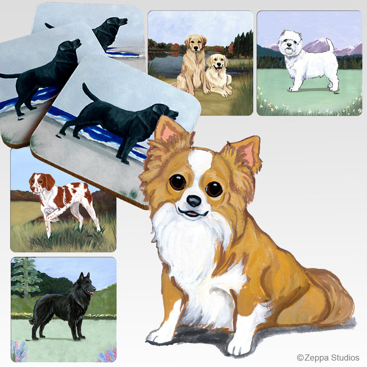 Longhaired Chihuahua Scenic Coasters