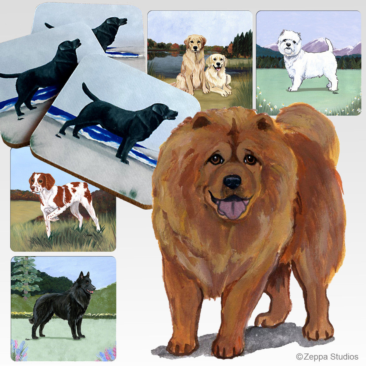 Chow Chow Scenic Coasters