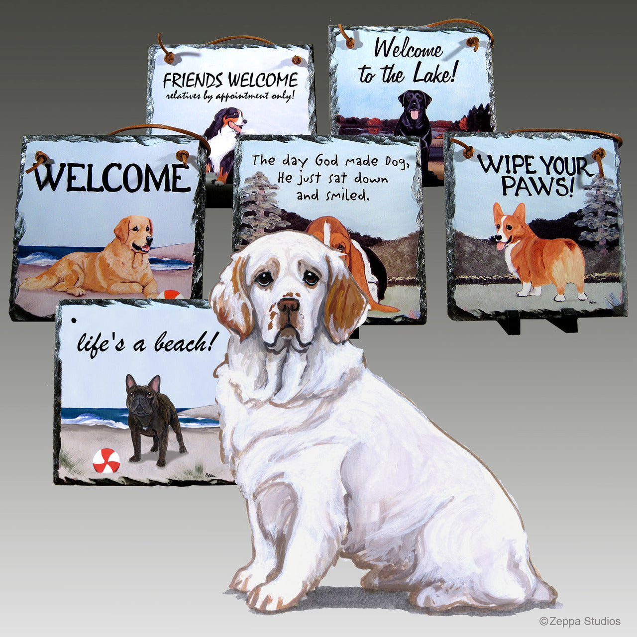 Clumber Spaniel Slate Signs