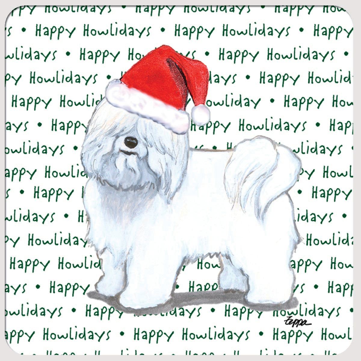 Coton du Tulear Christmas Coasters