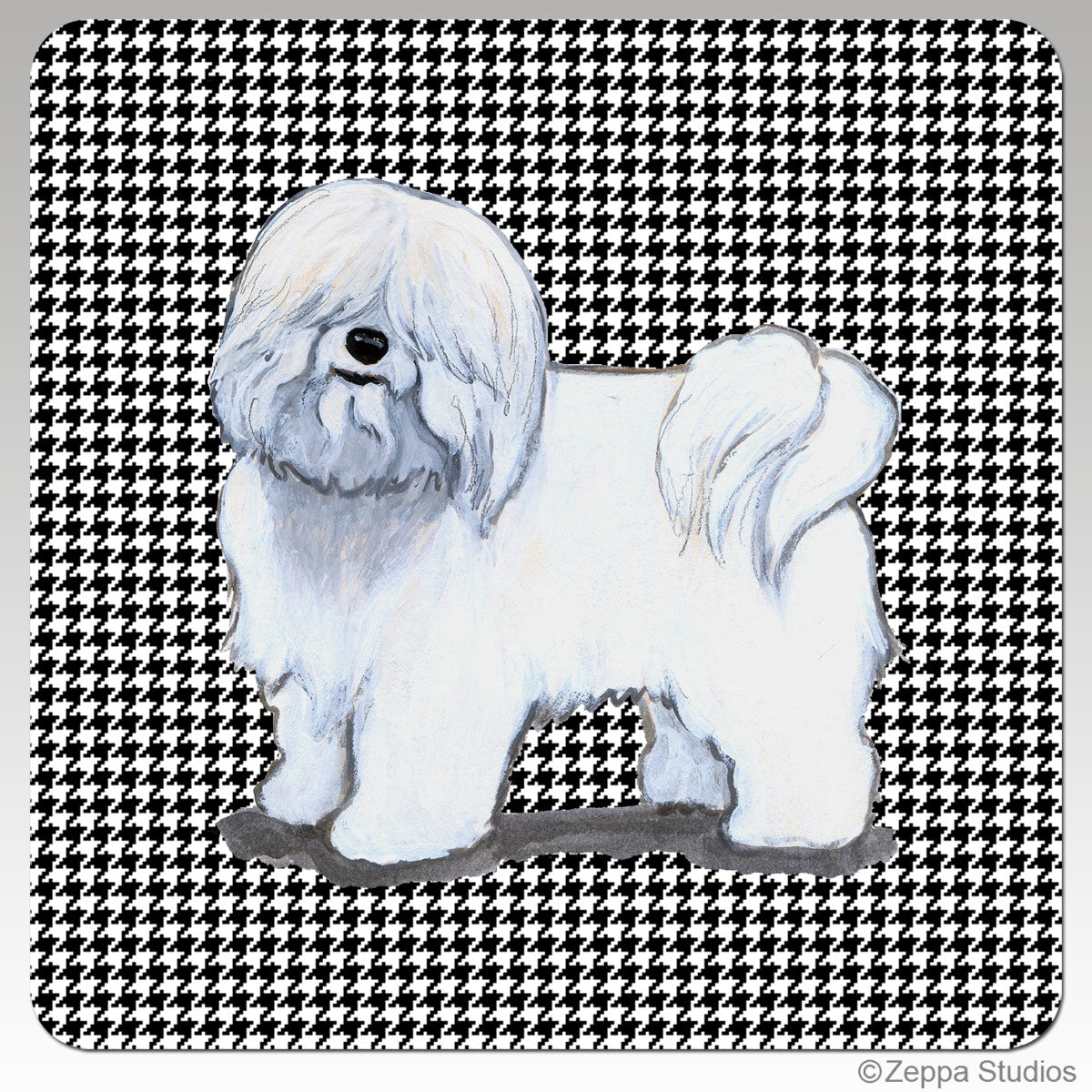 Coton du Tulear Houndzstooth Coasters