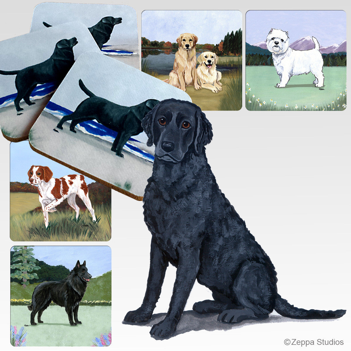 Curly Coated Retriever Scenic Coasters