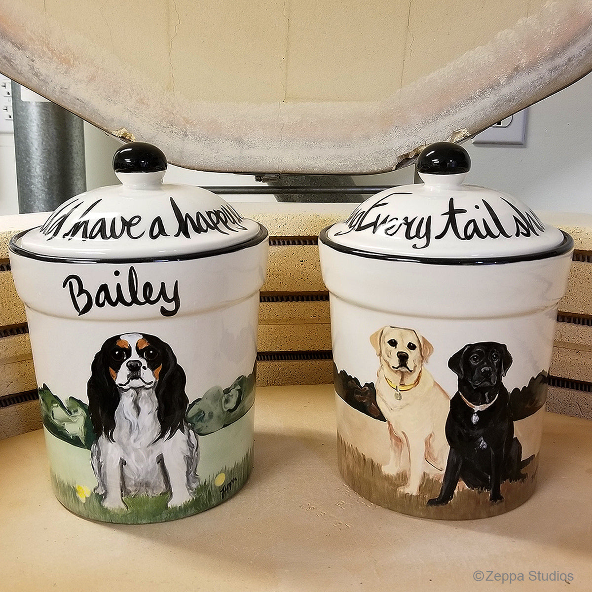 2 Hand Painted Custom Treat Jars by Zeppa Studios