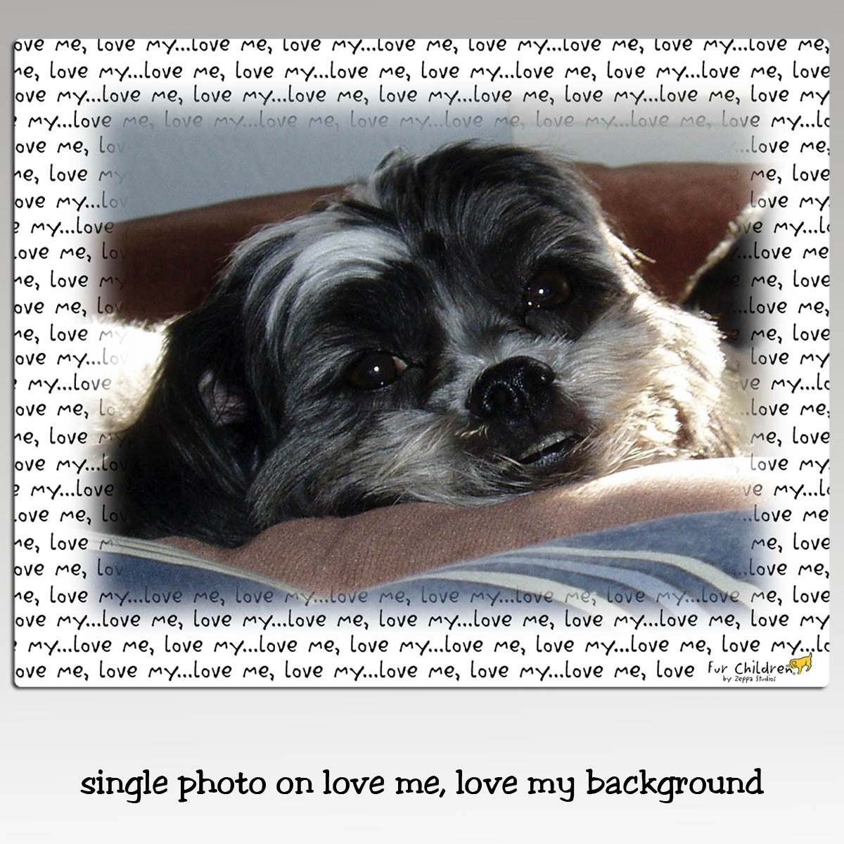 Custom Cutting Board - image floating on love me,  love my background.