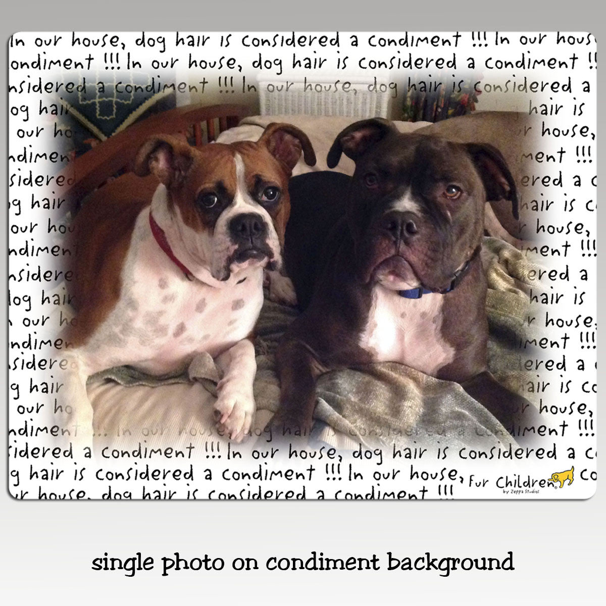 Custom Cutting Board - image floating on condiment background.