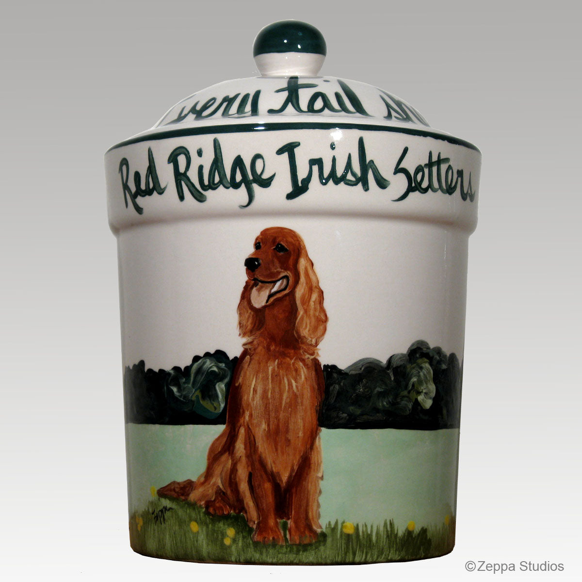 Hand Painted Custom Ceramic Treat Jar, Irish Setter