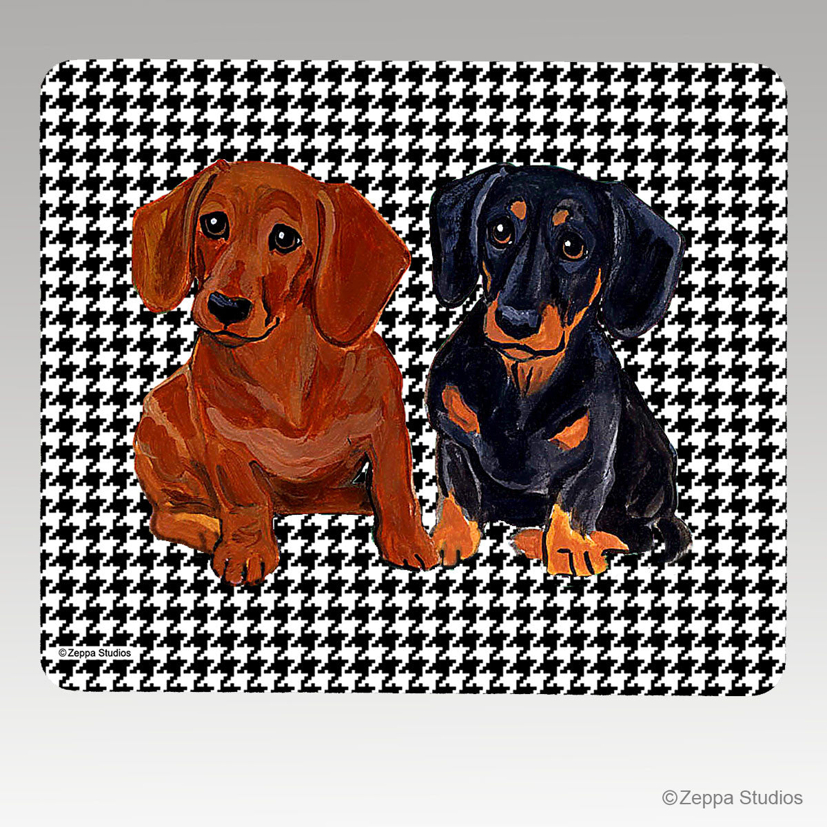 Dachshund Pair Houndstooth Mouse Pad