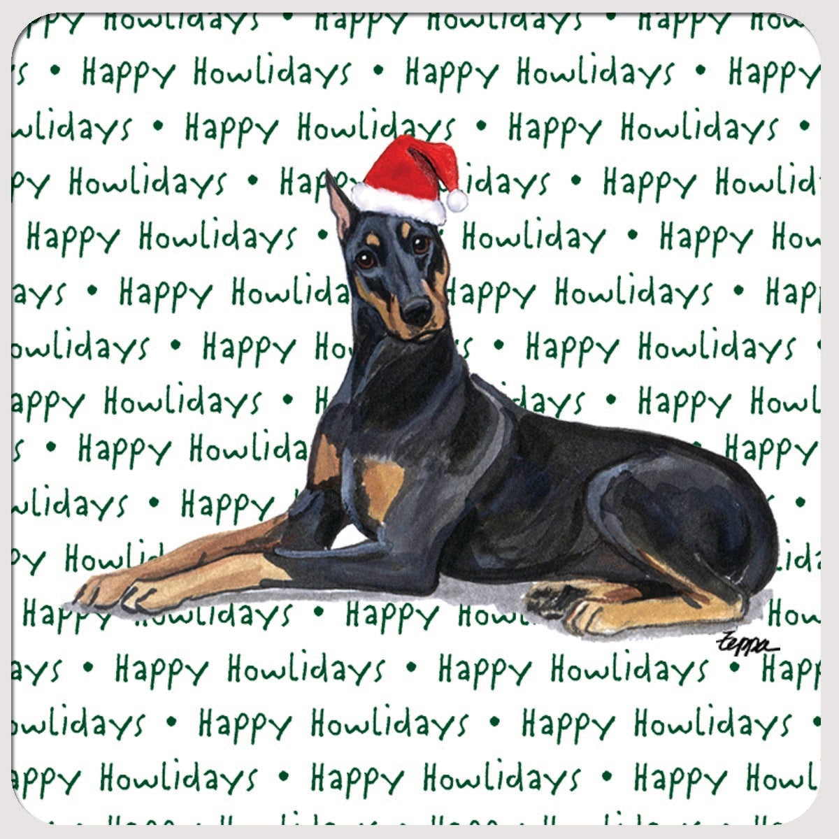 Doberman Pinscher Christmas Coasters