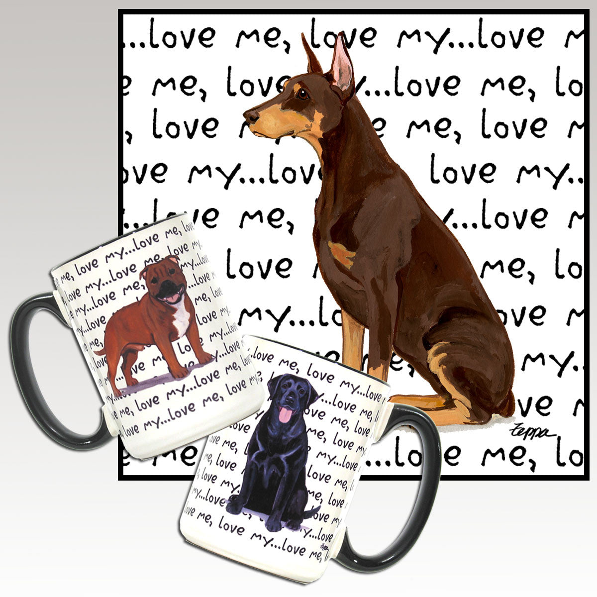 Red Doberman Love Me Mug
